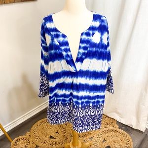 CATO Shibori Indigo Blue Tunic 100% Cotton